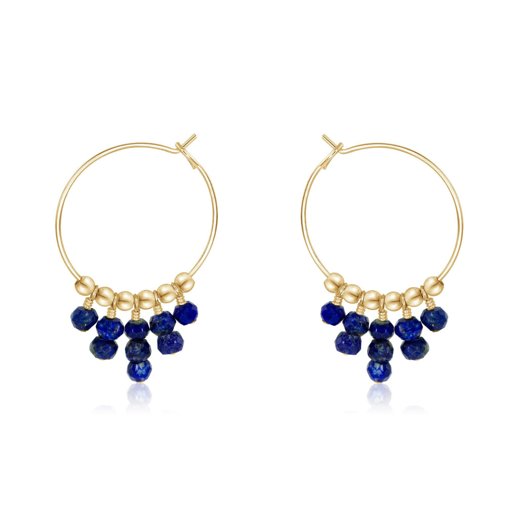 Lapis Lazuli Statement Hoop Earrings - Lapis Lazuli Statement Hoop Earrings - 14k Gold Fill - Luna Tide Handmade Crystal Jewellery