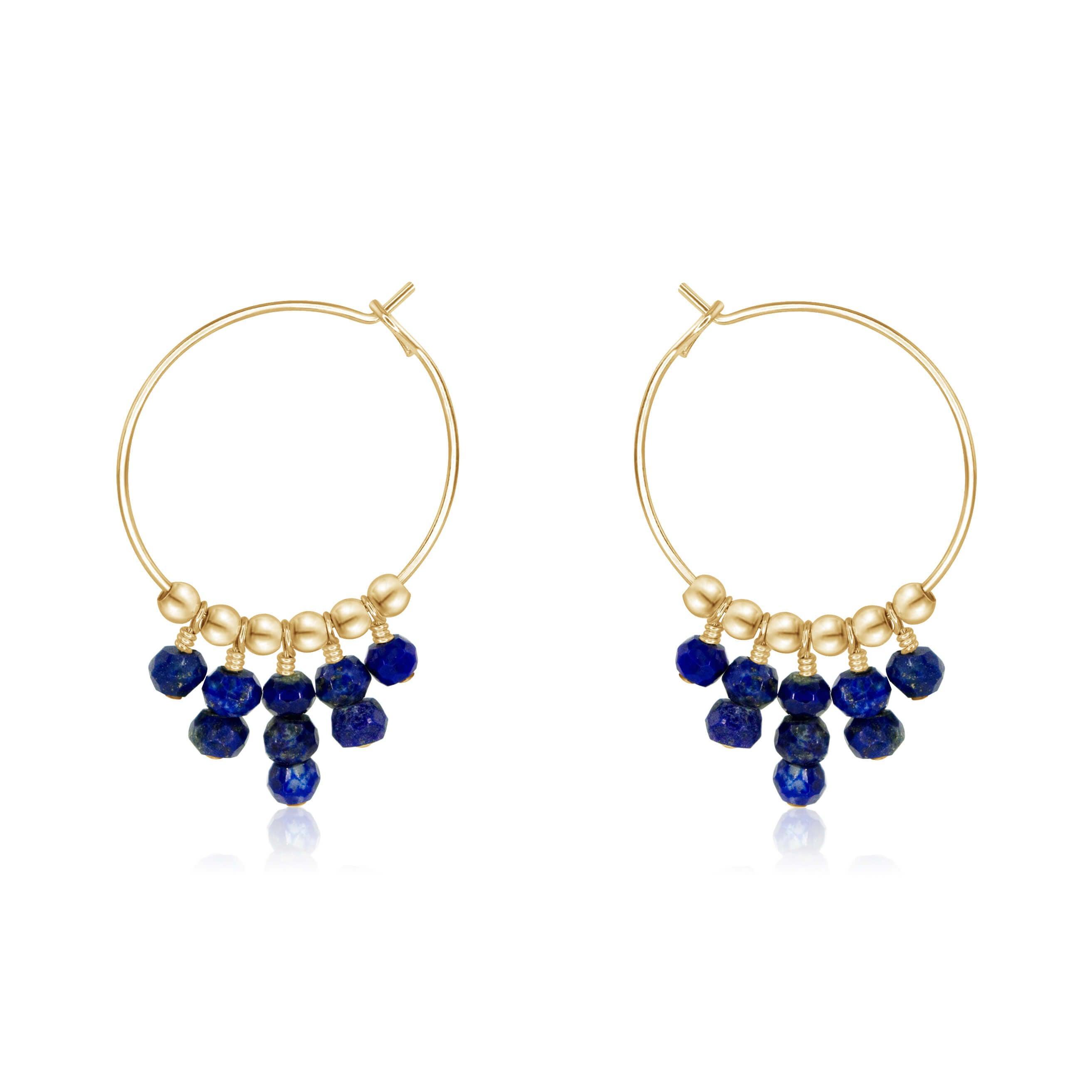 Lapis Lazuli Statement Hoop Earrings - Lapis Lazuli Statement Hoop Earrings - 14k Gold Fill - Luna Tide Handmade Crystal Jewellery