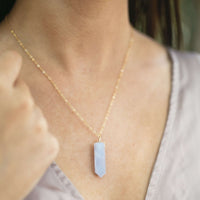 Large Crystal Point Necklace - Blue Lace Agate - 14K Gold Fill - Luna Tide Handmade Jewellery