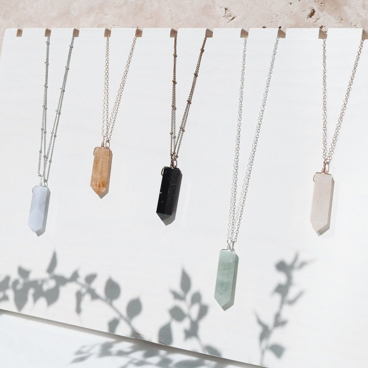 Large Crystal Point Necklace - Bronze - 14K Gold Fill - Sterling Silver - Stainless Steel - 14K Rose Gold Fill - Luna Tide Handmade Jewellery