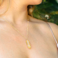 Large Crystal Point Necklace - Citrine - 14K Gold Fill Satellite - Luna Tide Handmade Jewellery