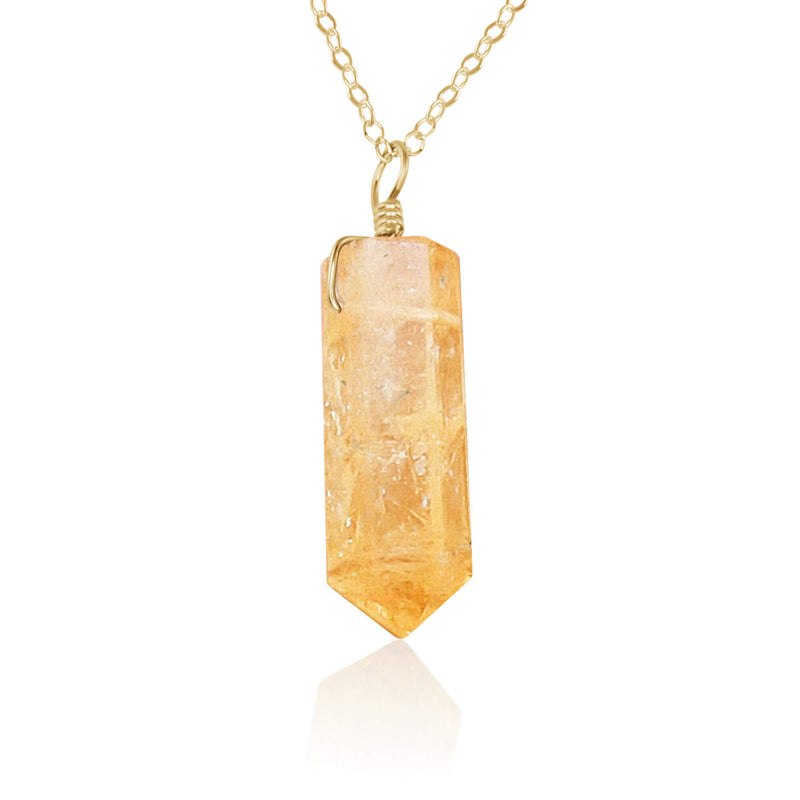 Large Crystal Point Necklace - Citrine - 14K Gold Fill - Luna Tide Handmade Jewellery