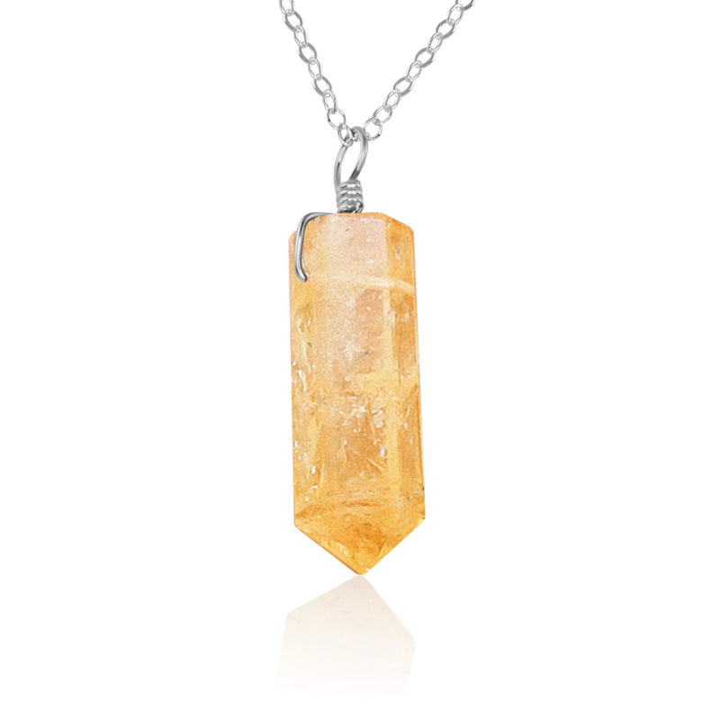 Large Crystal Point Necklace - Citrine - Sterling Silver - Luna Tide Handmade Jewellery