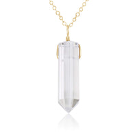 Large Crystal Point Necklace - Crystal Quartz - 14K Gold Fill - Luna Tide Handmade Jewellery