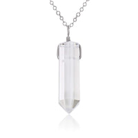 Large Crystal Point Necklace - Crystal Quartz - Stainless Steel - Luna Tide Handmade Jewellery