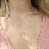 Large Crystal Point Necklace - Crystal Quartz - Sterling Silver - Luna Tide Handmade Jewellery