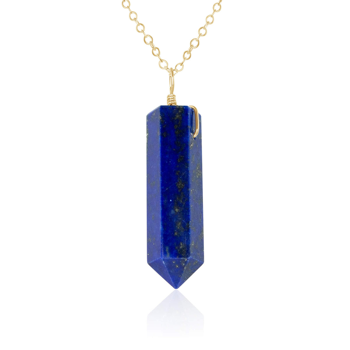 Large Crystal Point Necklace - Lapis Lazuli - 14K Gold Fill - Luna Tide Handmade Jewellery