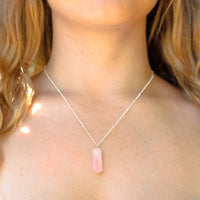 Large Crystal Point Necklace - Rose Quartz - Sterling Silver Satellite - Luna Tide Handmade Jewellery