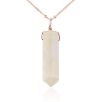 Large Crystal Point Necklace - White Moonstone - 14K Rose Gold Fill Satellite - Luna Tide Handmade Jewellery