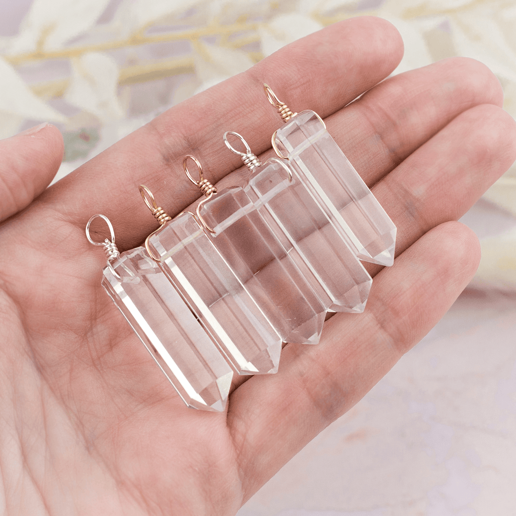 Large Crystal Quartz Crystal Tower Point Generator Pendant - Large Crystal Quartz Crystal Tower Point Generator Pendant - 14k Gold Fill - Luna Tide Handmade Crystal Jewellery