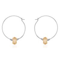 Large Double Terminated Crystal Hoop Earrings - Citrine - Stainless Steel - Luna Tide Handmade Jewellery