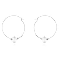 Large Double Terminated Crystal Hoop Earrings - Crystal Quartz - Sterling Silver - Luna Tide Handmade Jewellery