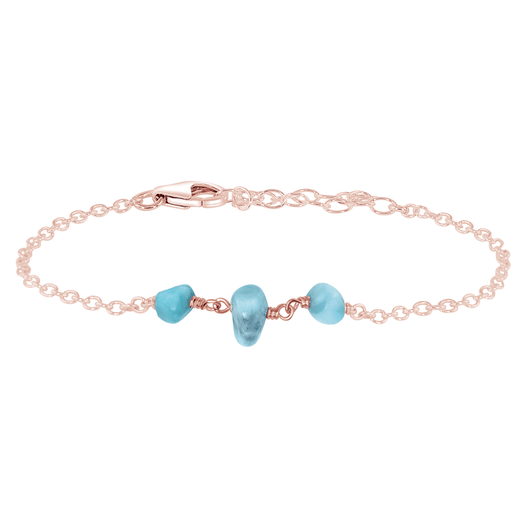 Larimar Beaded Chain Bracelet - Larimar Beaded Chain Bracelet - 14k Rose Gold Fill - Luna Tide Handmade Crystal Jewellery
