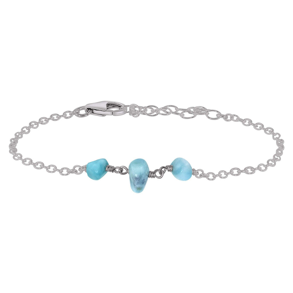 Larimar Beaded Chain Bracelet - Larimar Beaded Chain Bracelet - Stainless Steel - Luna Tide Handmade Crystal Jewellery