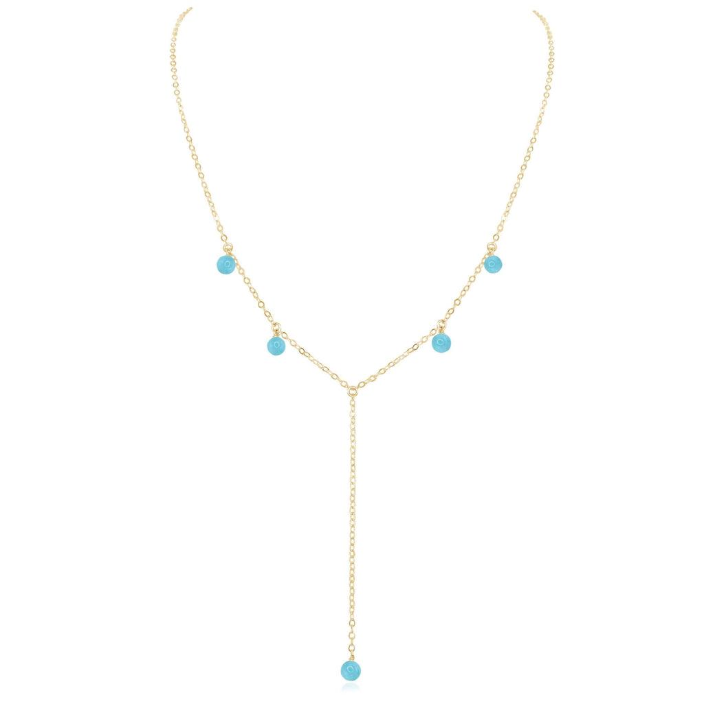 Larimar Boho Lariat Necklace - Larimar Boho Lariat Necklace - 14k Gold Fill - Luna Tide Handmade Crystal Jewellery