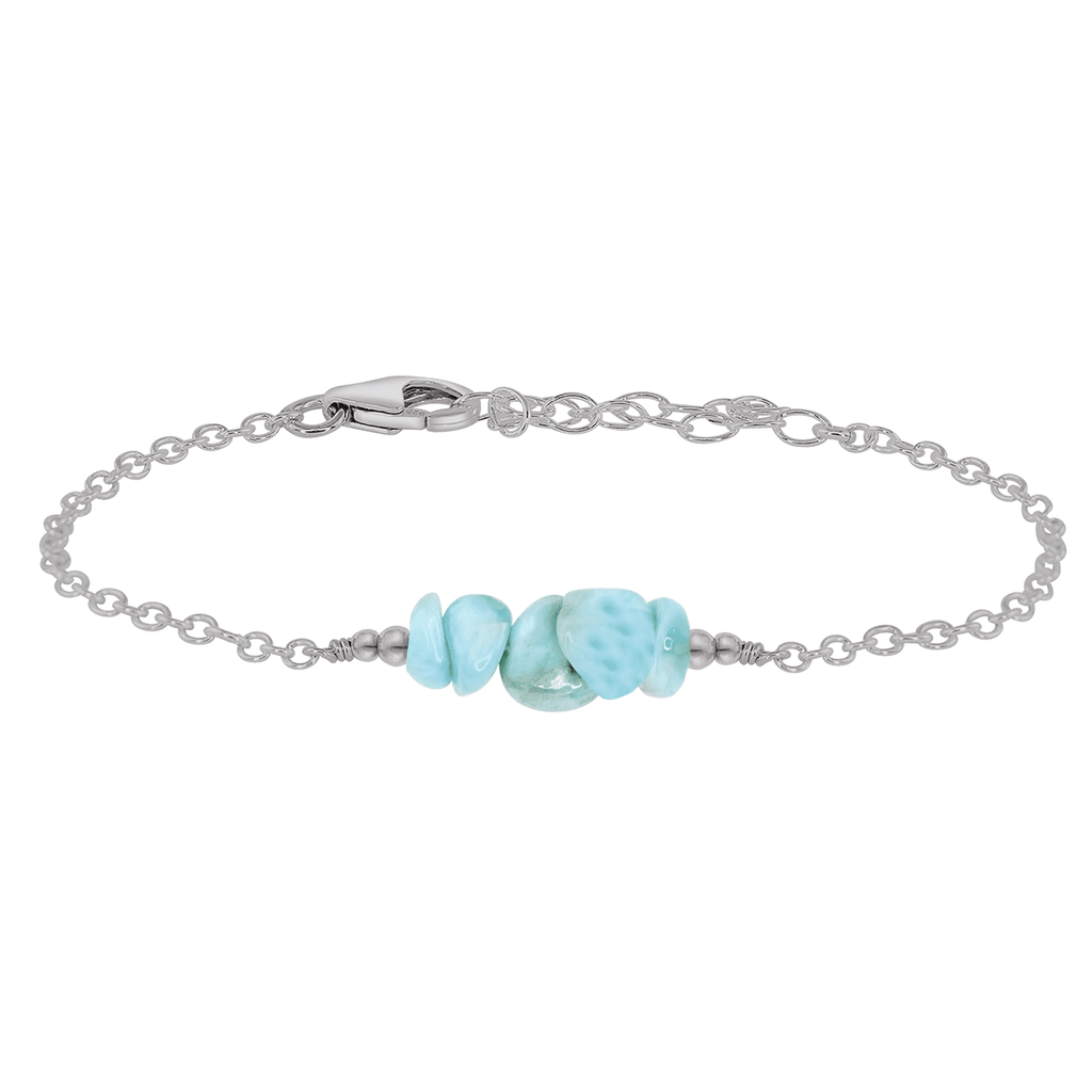 Larimar Chip Bead Bar Bracelet - Larimar Chip Bead Bar Bracelet - Stainless Steel - Luna Tide Handmade Crystal Jewellery
