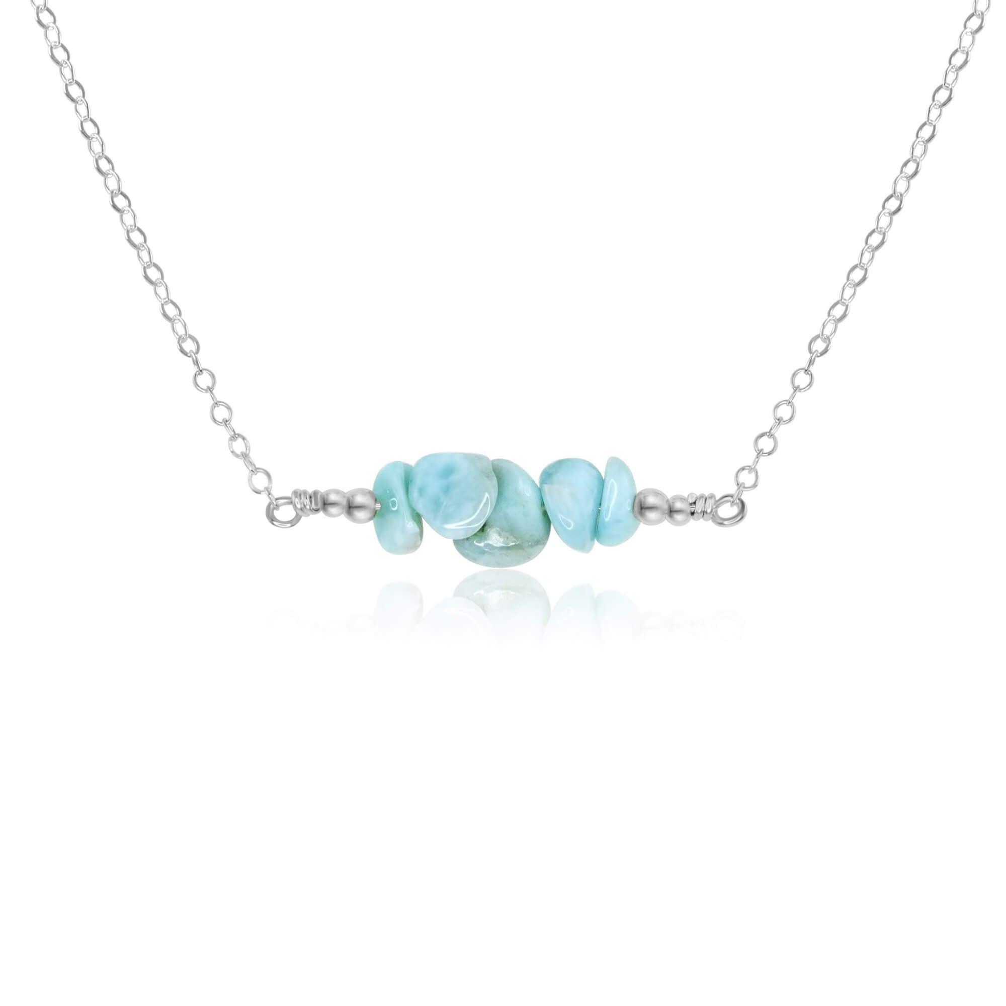 Larimar Chip Bead Bar Necklace - Larimar Chip Bead Bar Necklace - Sterling Silver - Luna Tide Handmade Crystal Jewellery