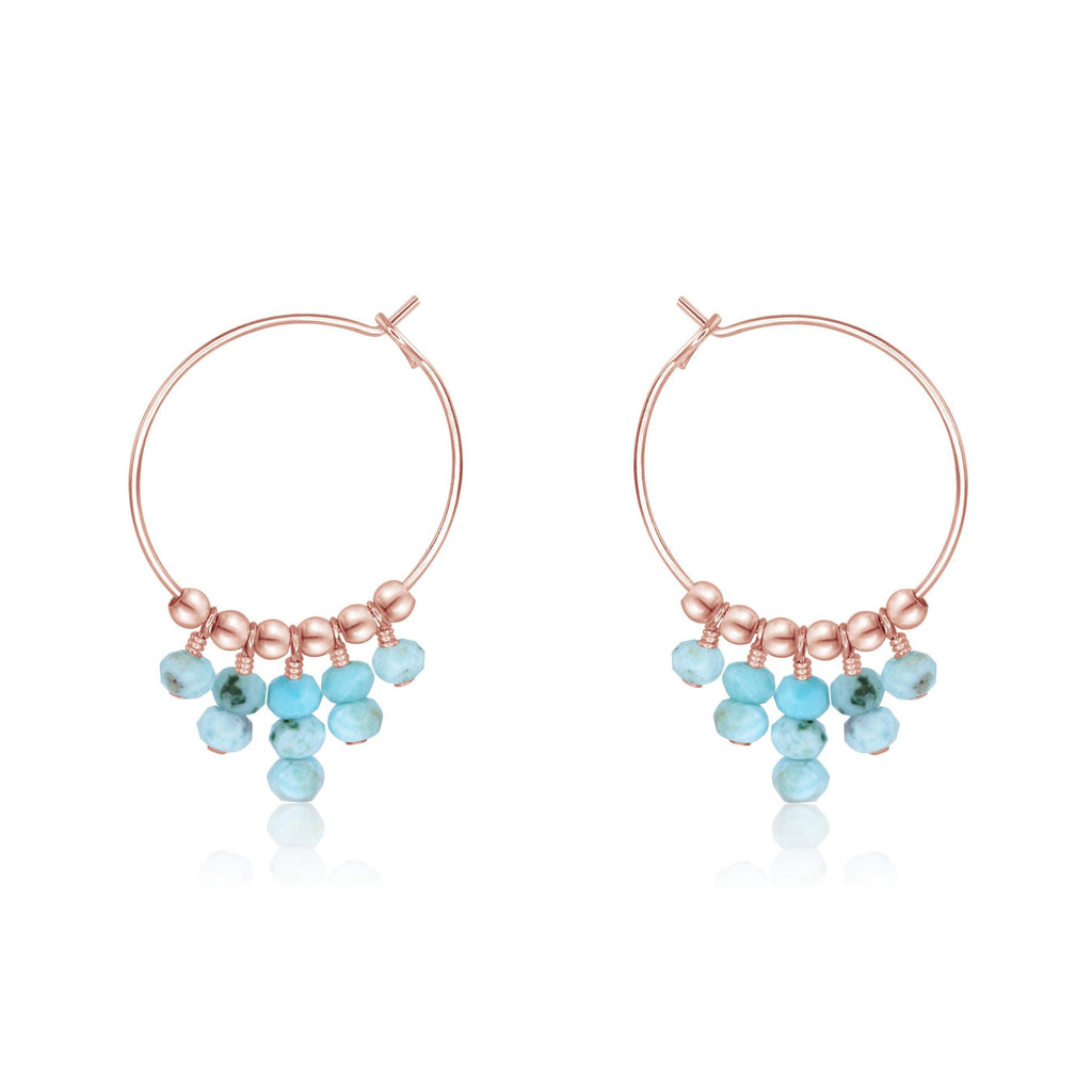 Larimar Statement Hoop Earrings - Larimar Statement Hoop Earrings - 14k Rose Gold Fill - Luna Tide Handmade Crystal Jewellery