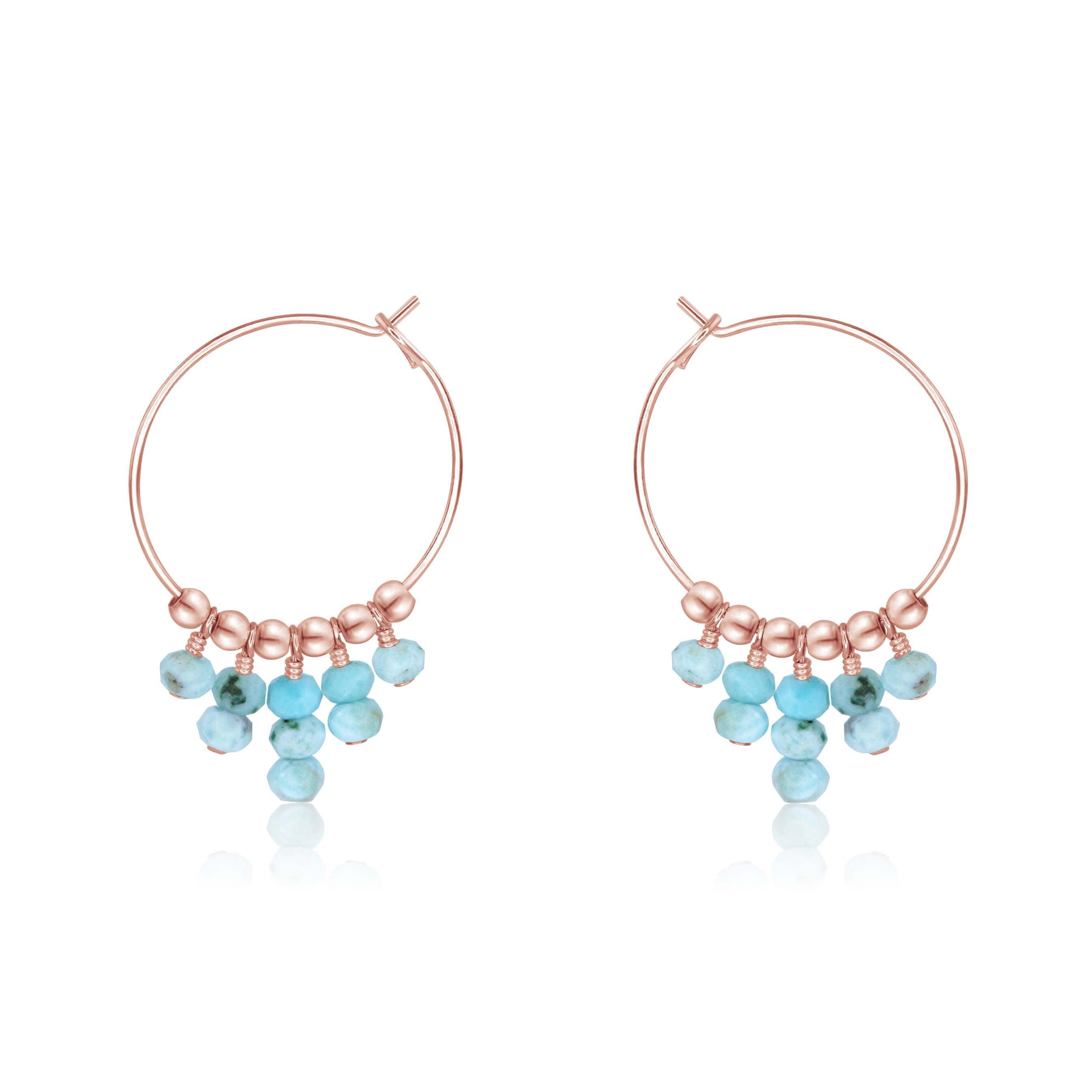 Larimar Statement Hoop Earrings - Larimar Statement Hoop Earrings - 14k Rose Gold Fill - Luna Tide Handmade Crystal Jewellery