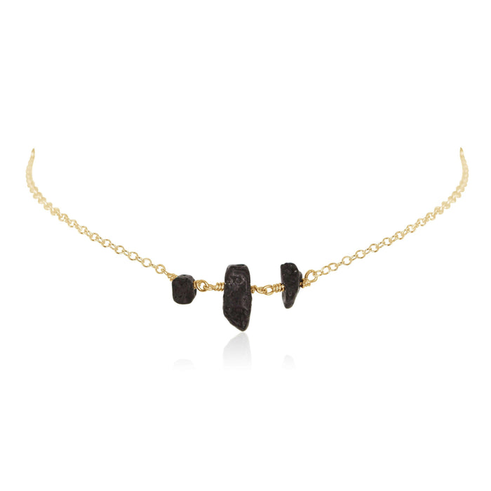 Lava Beaded Chain Choker Necklace - Lava Beaded Chain Choker Necklace - 14k Gold Fill - Luna Tide Handmade Crystal Jewellery
