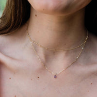 Layered Choker - Amethyst - 14K Gold Fill - Luna Tide Handmade Jewellery