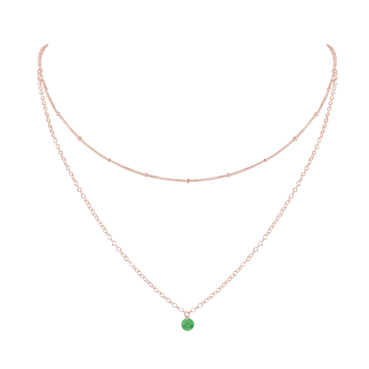 Layered Choker - Aventurine - 14K Rose Gold Fill - Luna Tide Handmade Jewellery