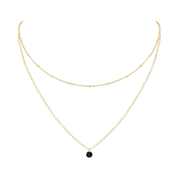 Layered Choker - Black Onyx - 14K Gold Fill - Luna Tide Handmade Jewellery