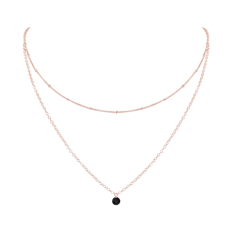 Layered Choker - Black Onyx - 14K Rose Gold Fill - Luna Tide Handmade Jewellery