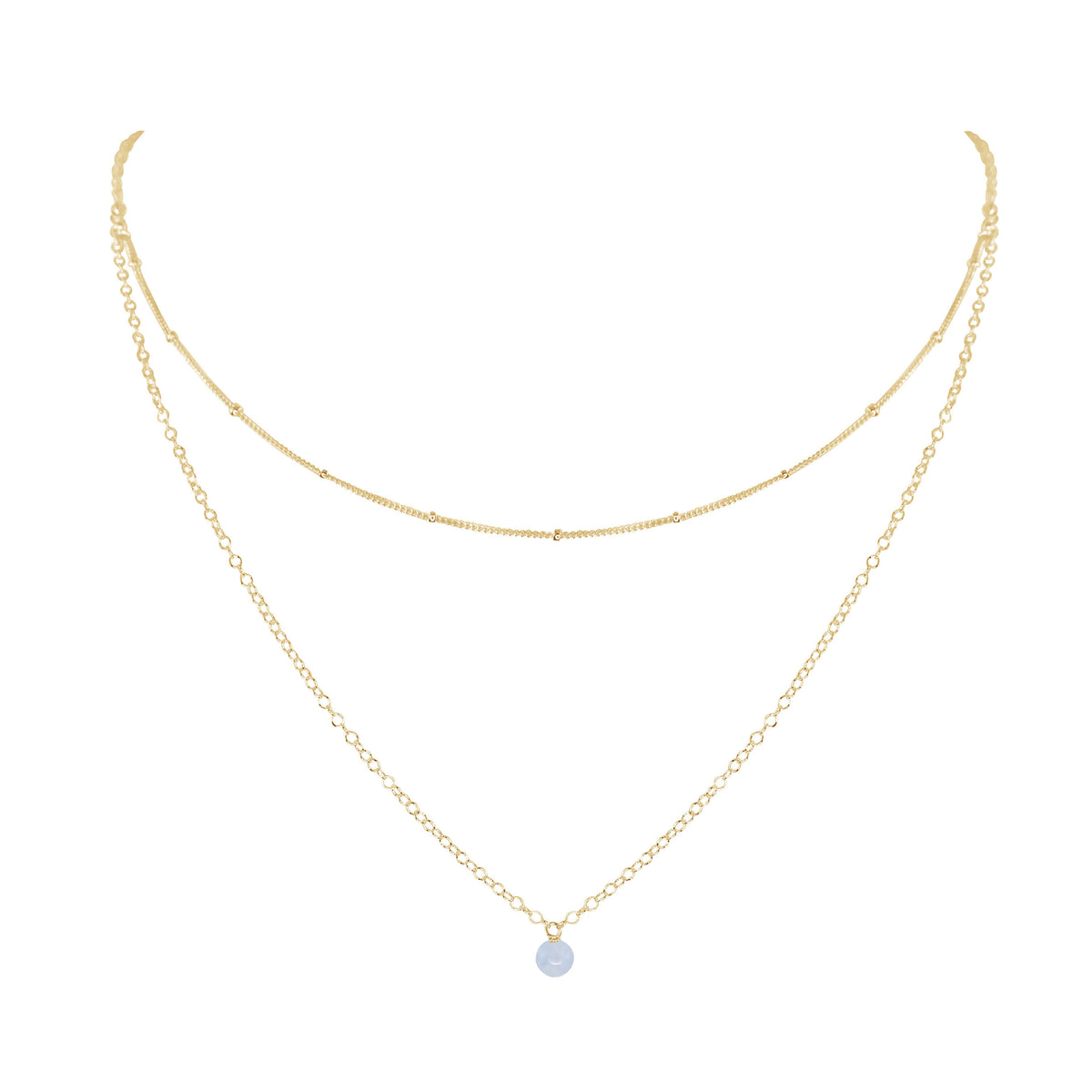 Layered Choker - Blue Lace Agate - 14K Gold Fill - Luna Tide Handmade Jewellery