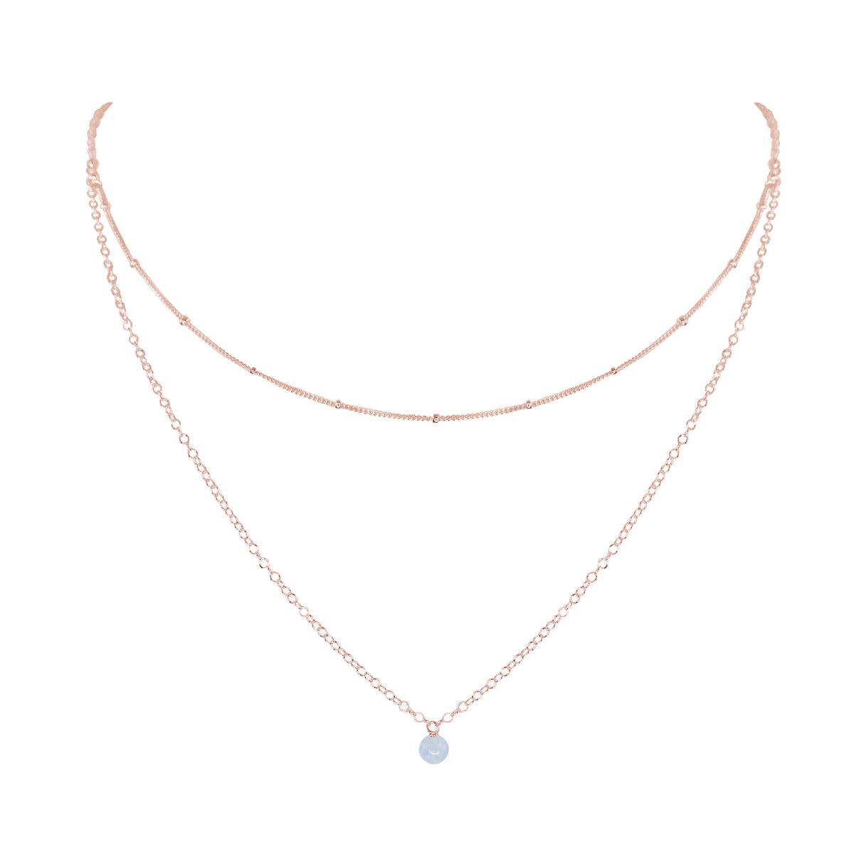 Layered Choker - Blue Lace Agate - 14K Rose Gold Fill - Luna Tide Handmade Jewellery