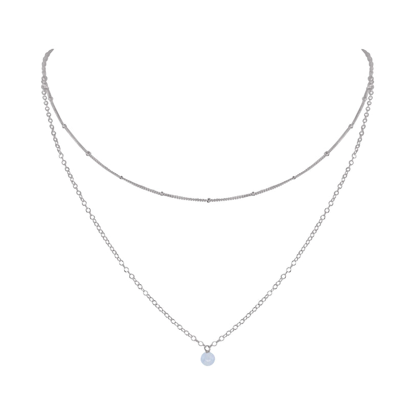 Layered Choker - Blue Lace Agate - Stainless Steel - Luna Tide Handmade Jewellery