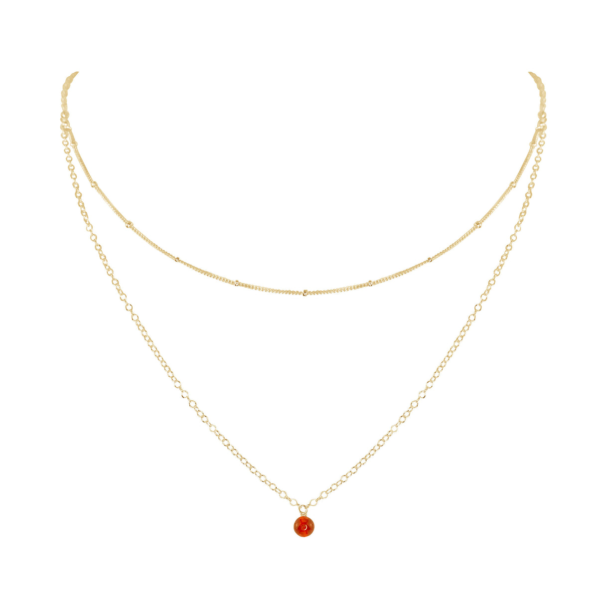 Layered Choker - Carnelian - 14K Gold Fill - Luna Tide Handmade Jewellery
