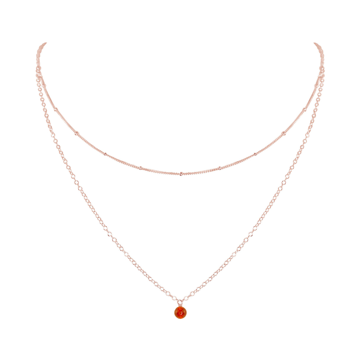 Layered Choker - Carnelian - 14K Rose Gold Fill - Luna Tide Handmade Jewellery