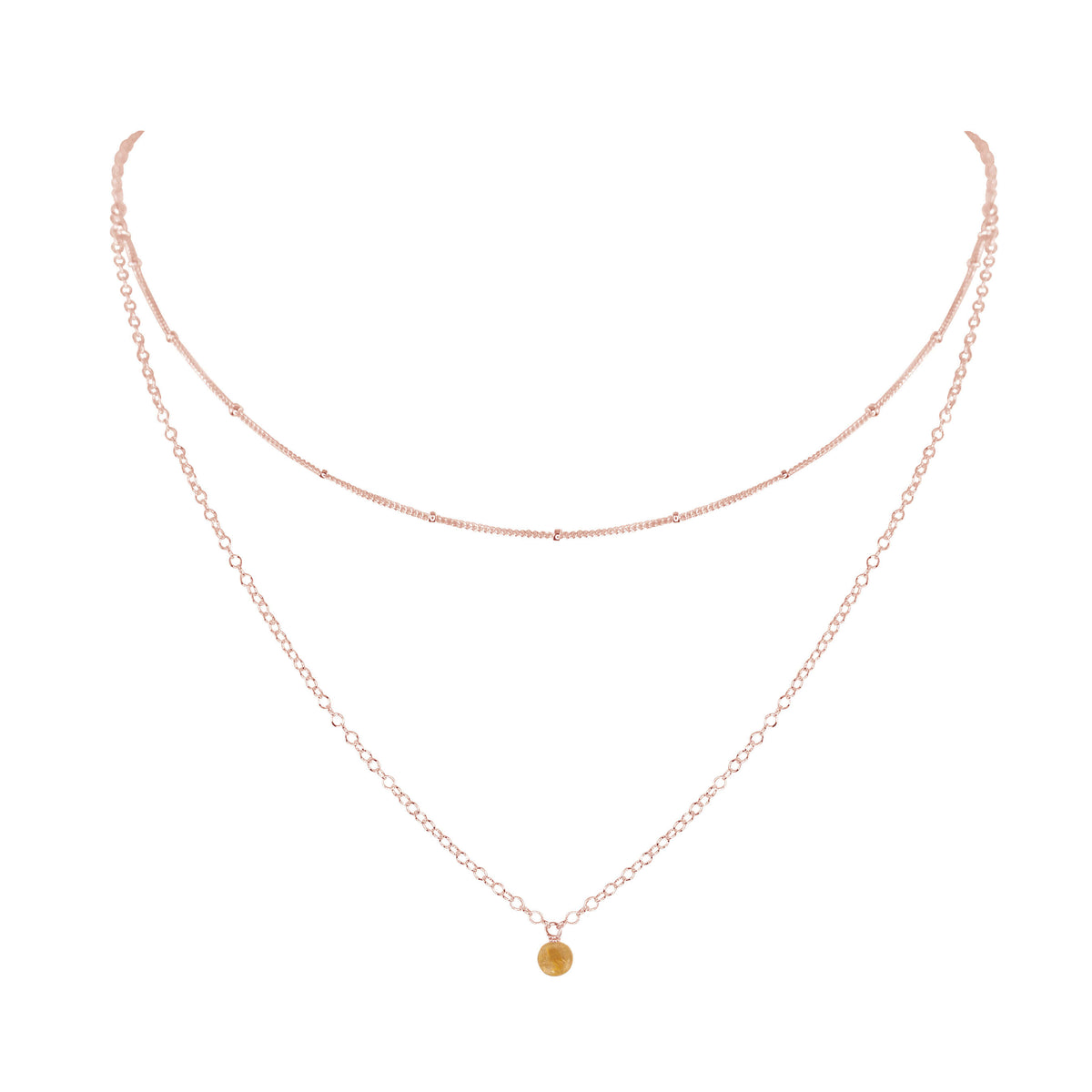 Layered Choker - Citrine - 14K Rose Gold Fill - Luna Tide Handmade Jewellery