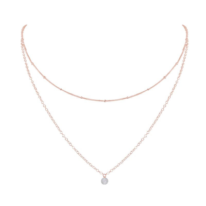 Layered Choker - Crystal Quartz - 14K Rose Gold Fill - Luna Tide Handmade Jewellery