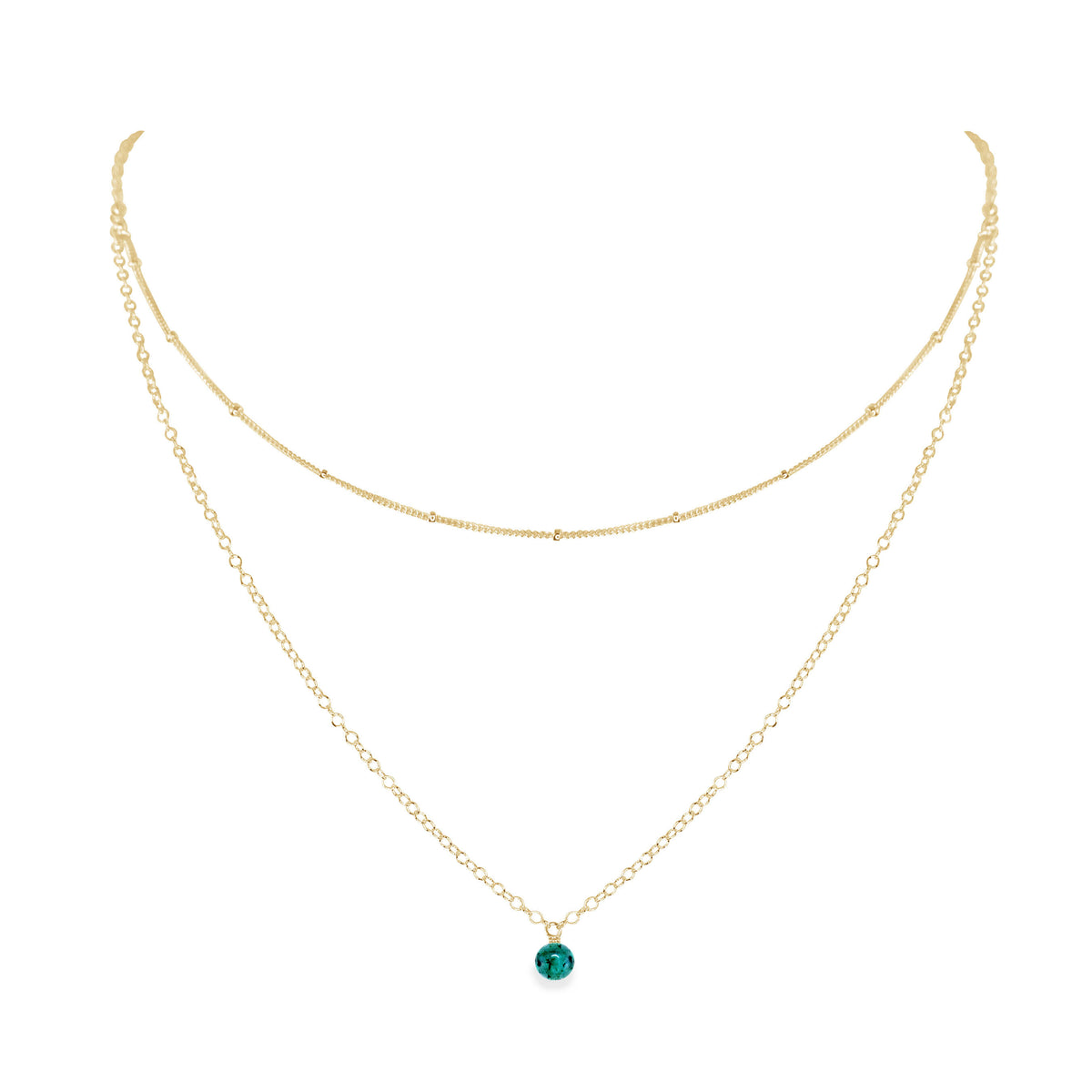 Layered Choker - Emerald - 14K Gold Fill - Luna Tide Handmade Jewellery