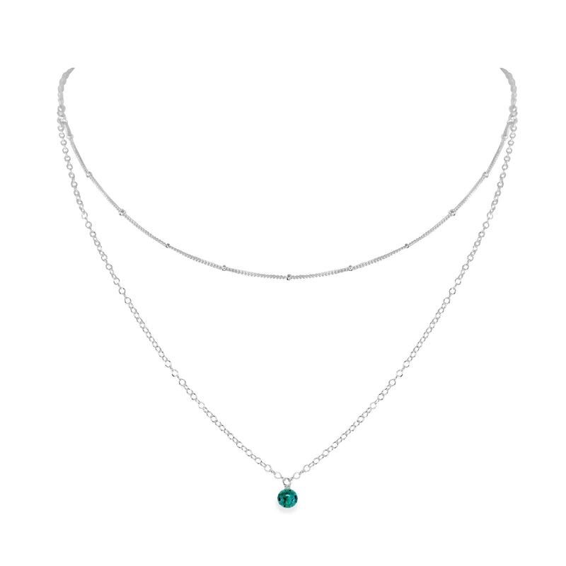 Layered Choker - Emerald - Sterling Silver - Luna Tide Handmade Jewellery