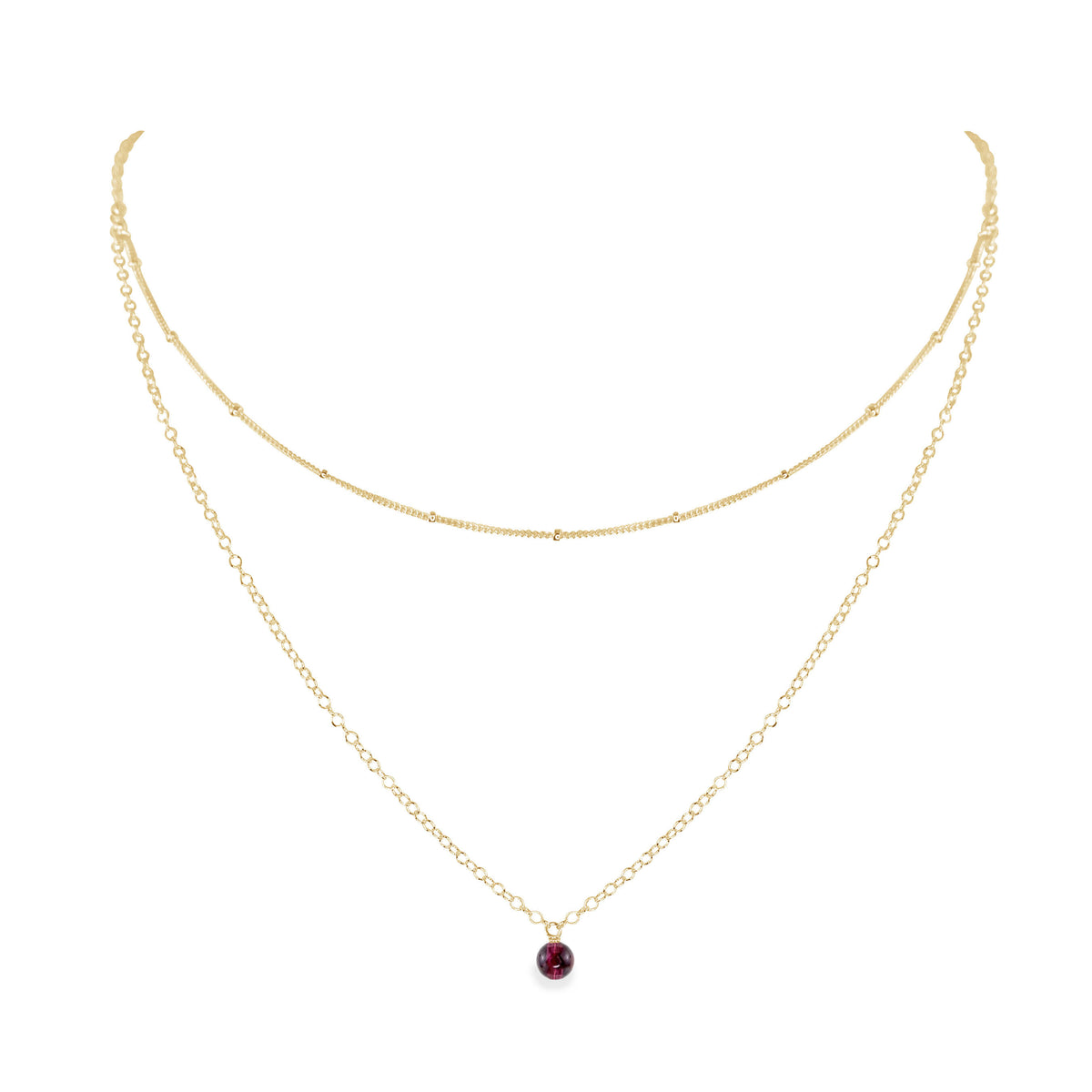 Layered Choker - Garnet - 14K Gold Fill - Luna Tide Handmade Jewellery