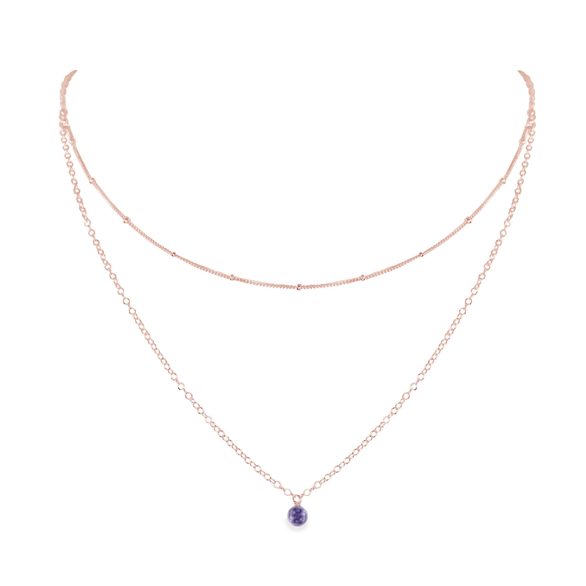 Layered Choker - Iolite - 14K Rose Gold Fill - Luna Tide Handmade Jewellery