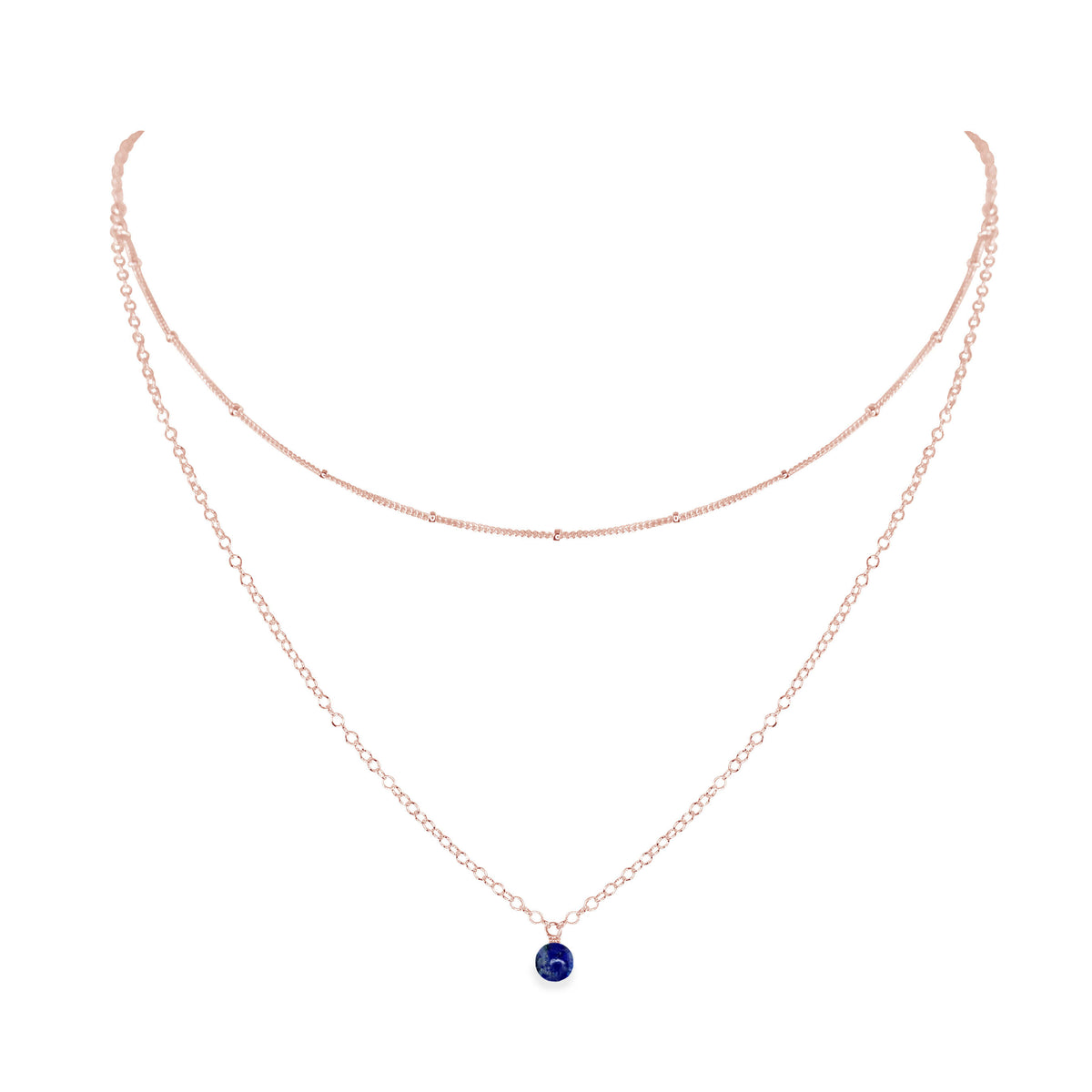 Layered Choker - Lapis Lazuli - 14K Rose Gold Fill - Luna Tide Handmade Jewellery