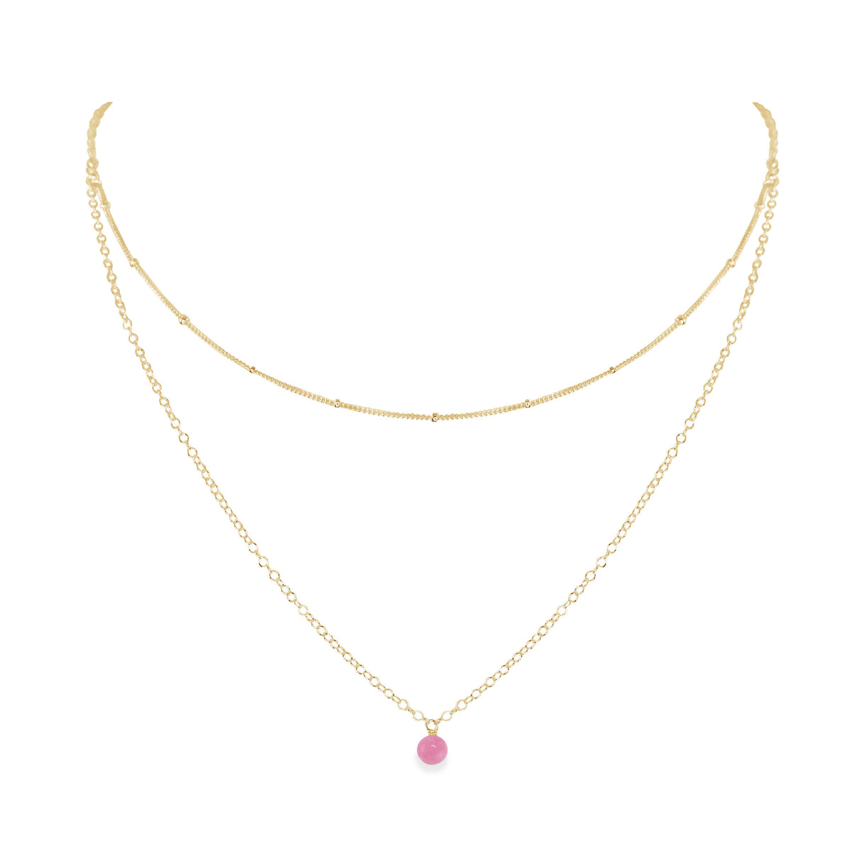 Layered Choker - Pink Peruvian Opal - 14K Gold Fill - Luna Tide Handmade Jewellery