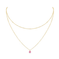 Layered Choker - Pink Peruvian Opal - 14K Gold Fill - Luna Tide Handmade Jewellery