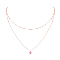 Layered Choker - Pink Peruvian Opal - 14K Rose Gold Fill - Luna Tide Handmade Jewellery
