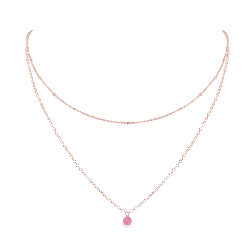 Layered Choker - Pink Peruvian Opal - 14K Rose Gold Fill - Luna Tide Handmade Jewellery