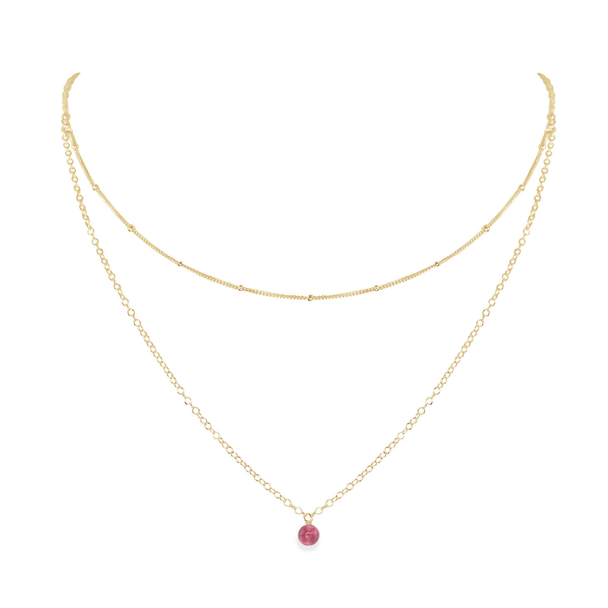 Layered Choker - Pink Tourmaline - 14K Gold Fill - Luna Tide Handmade Jewellery