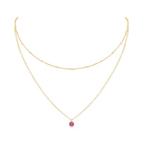 Layered Choker - Pink Tourmaline - 14K Gold Fill - Luna Tide Handmade Jewellery