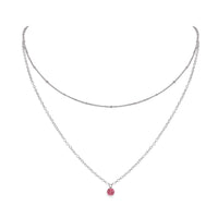 Layered Choker - Pink Tourmaline - Stainless Steel - Luna Tide Handmade Jewellery