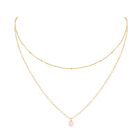 Layered Choker - Rose Quartz - 14K Gold Fill - Luna Tide Handmade Jewellery