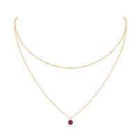 Layered Choker - Ruby - 14K Gold Fill - Luna Tide Handmade Jewellery