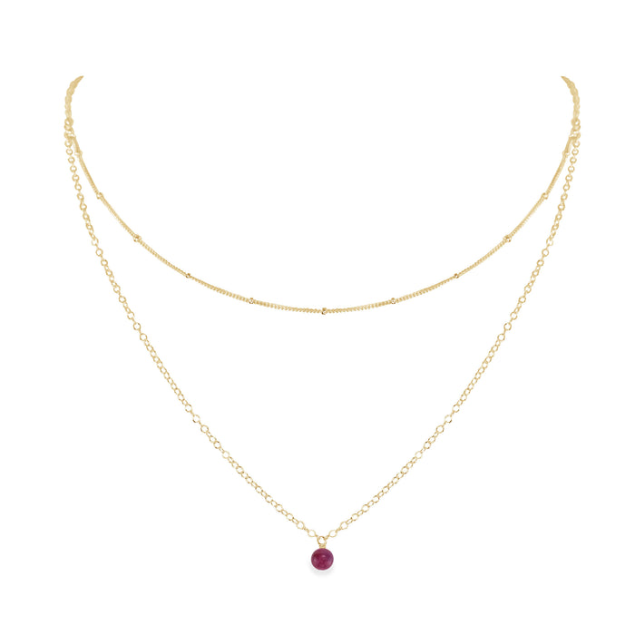 Layered Choker - Ruby - 14K Gold Fill - Luna Tide Handmade Jewellery